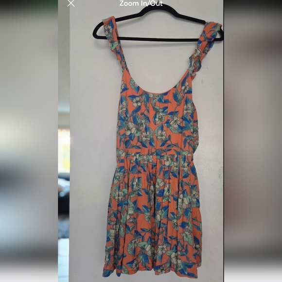 FREE PEOPLE Dear You Floral Pleated Mini Dress Orange - Picture 2 of 4